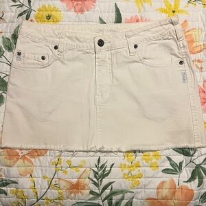 Y2K Silver Jeans Mini Raw Hem Jean Skirt